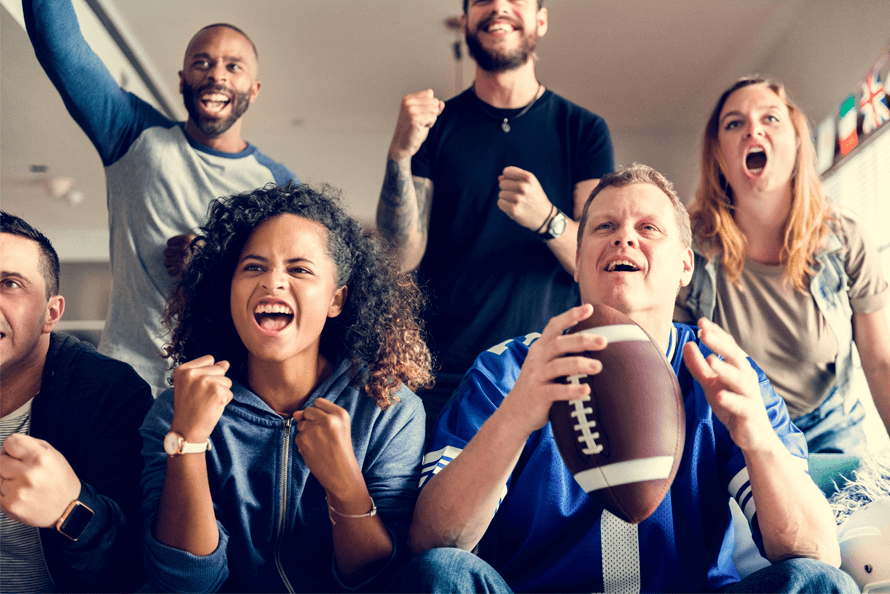 Friends at a super bowl party