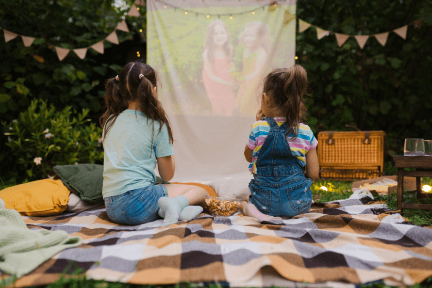 children at backyard party 